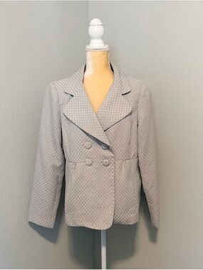 Vintage Giorgio Sant'Angelo Double-Breasted Blazer - Grey Diamond Weave Size 14